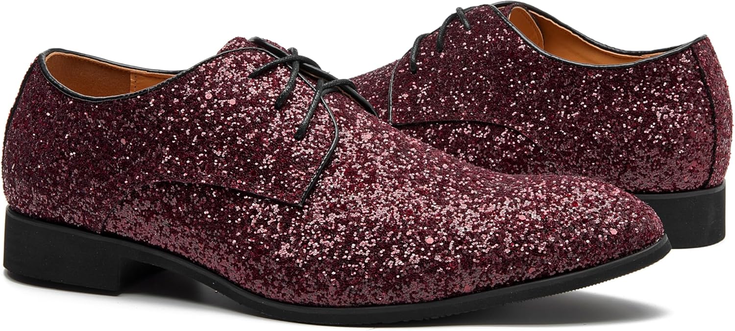 

Мужские блестящие оксфорды-лоферы бордового цвета, шнуровка, украшены блестками для свадьбы, выпускного, черные, золотые, серебряные, винно-красные Yicasxihe