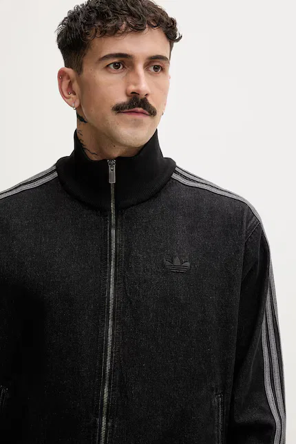 Джинсовая Олимпийка свободный крой DENIM FB TT Adidas Originals, черный — фото 4
