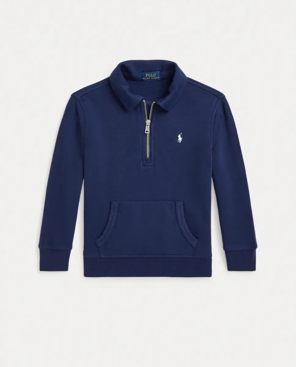 Унисекс-худи из хлопка с воротником Polo Ralph Lauren, темно-синий