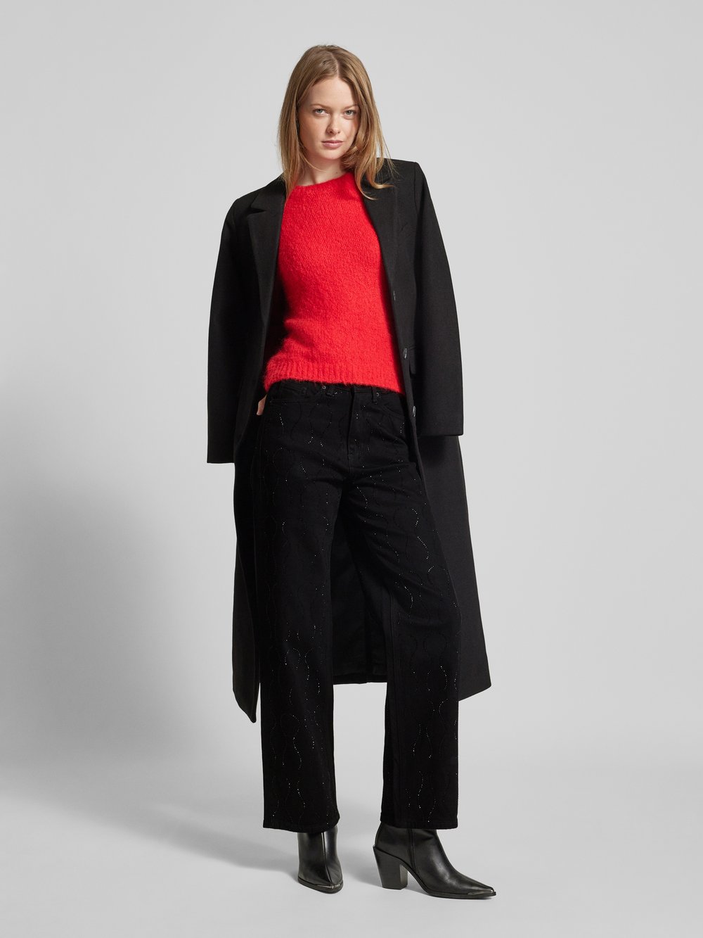 

Джинсы с высокой посадкой и отделкой стразами, модель «TESSA» Vero Moda, черный