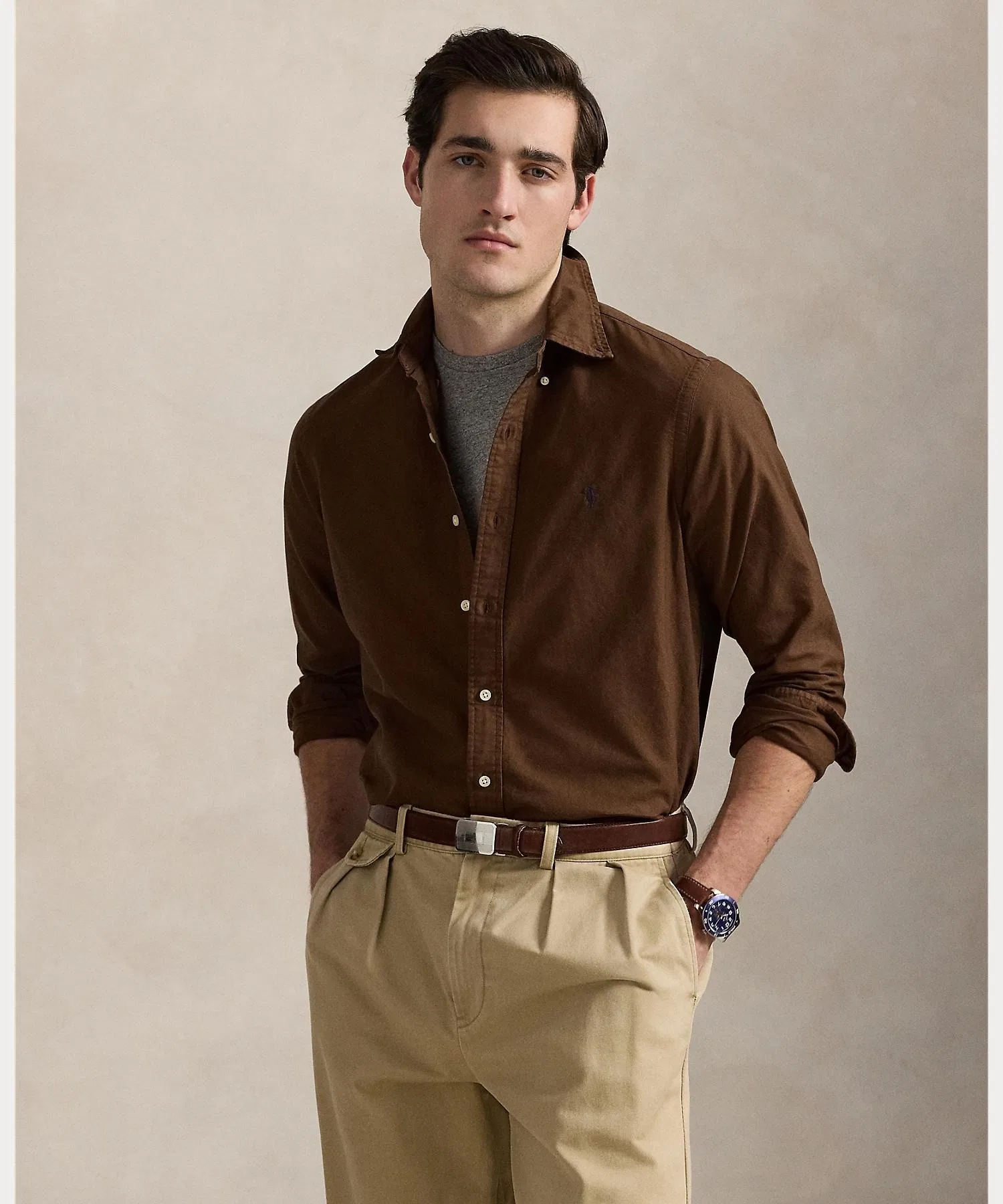 Мужская рубашка Polo Ralph Lauren классического кроя с пуговицами