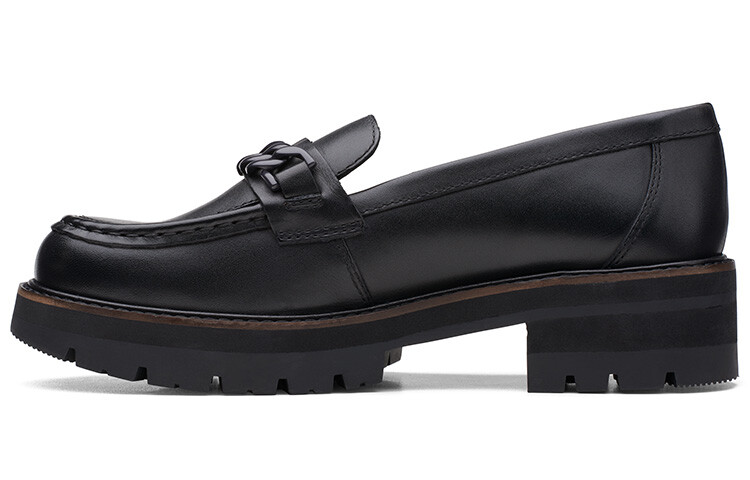 Туфли на платформе женские низкие черные Clarks