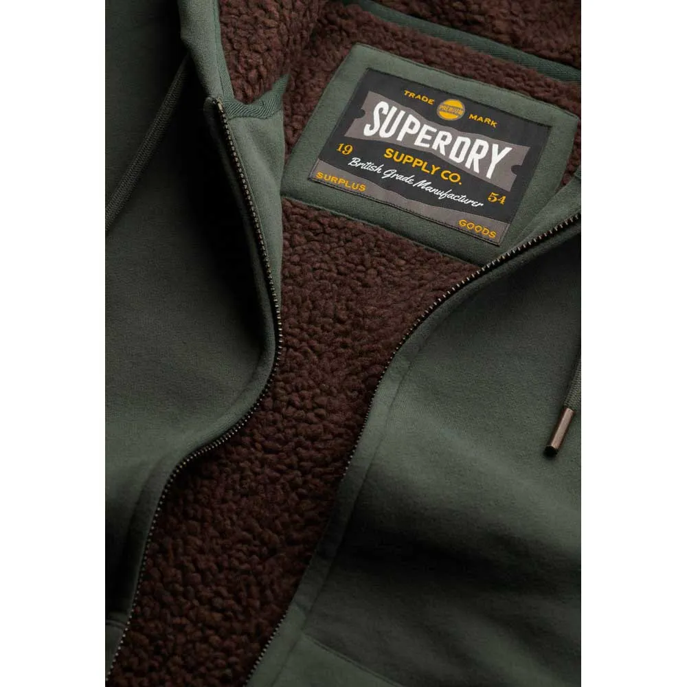 Толстовка Superdry на молнии с подкладкой из искусственного меха Borg, зеленый — фото 2