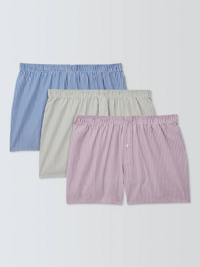 

Боксерские шорты в полоску из органического хлопка John Lewis, цвет Pink/Grey/Blue