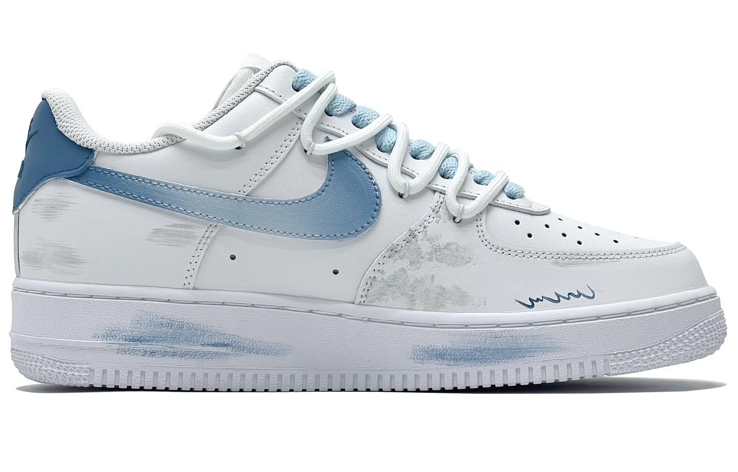 Nike Air Force 1 LE Abrasion Resistant Low top детские скейтбординг кроссовки White Blue Unisex — фото 3