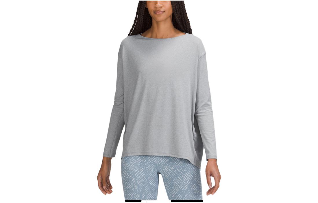 

Футболка с заниженной линией плеч, женская Lululemon, Mixed Color Gull Gray