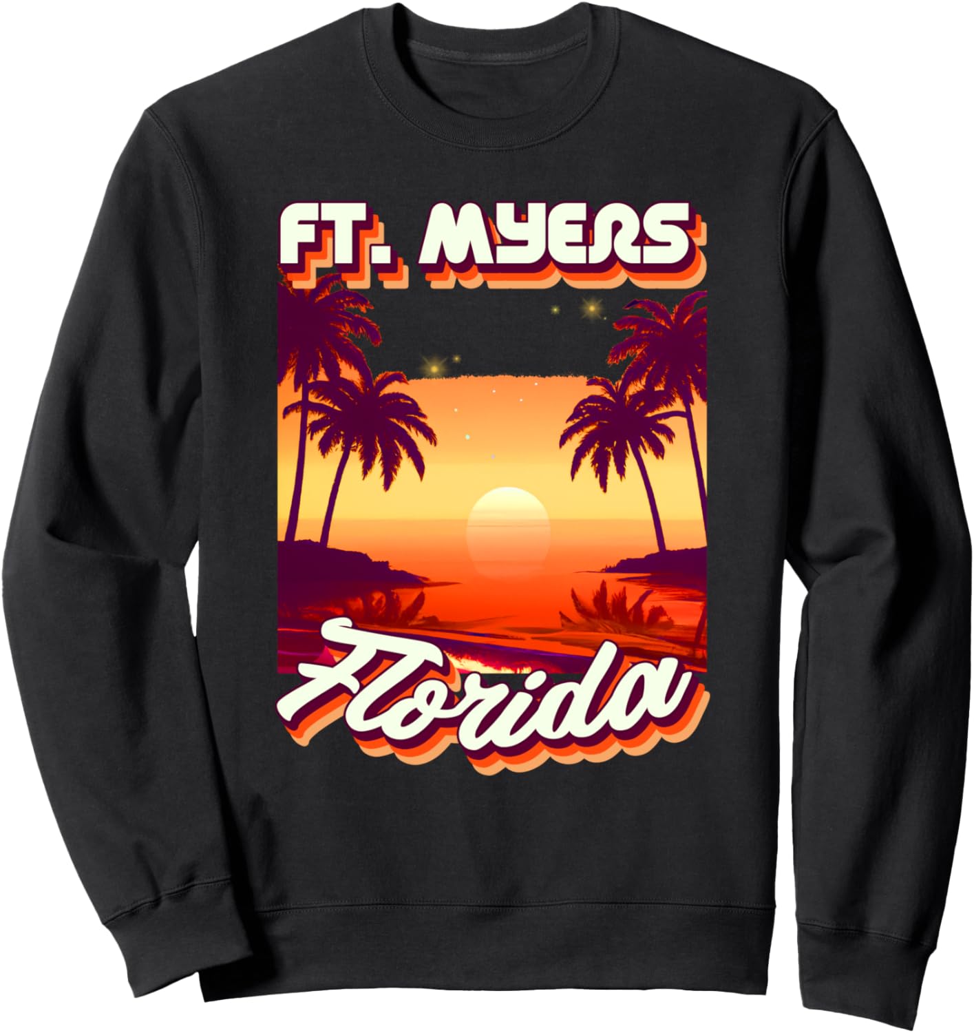 

Ретро-толстовка в стиле 80-х, Форт-Майерс, Флорида, с изображением пальм и серфинга Ft. Myers Retro Beach Accessories, черный