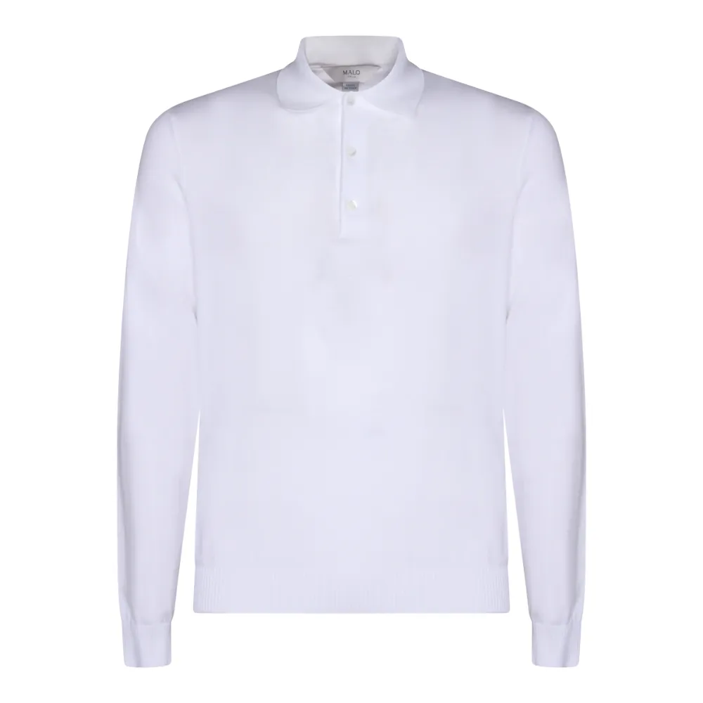 

Поло с длинными рукавами на пуговицах Malo, белый
