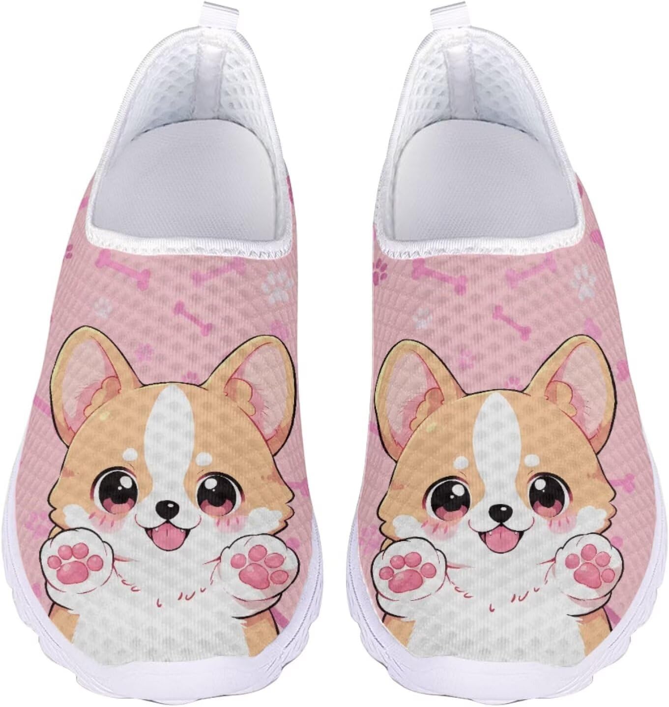 

Унисекс спортивные прогулочные кроссовки Jeiento, с сеткой, Corgi Dogs