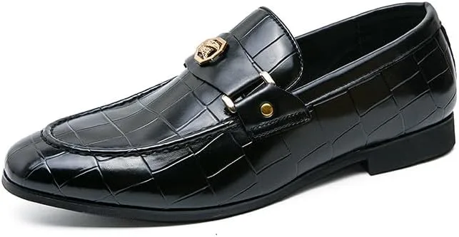 

Мужские лоферы Santimon Mens Penny из крокодиловой кожи, деловые туфли без шнурков, подходящие для ежедневной носки, работы и свадебных мероприятий, черный