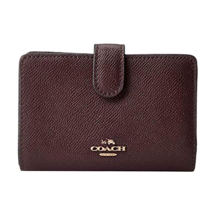 

COACH Кошелек для женщин Corner Zip Cross Grain Leather, темно-коричневый