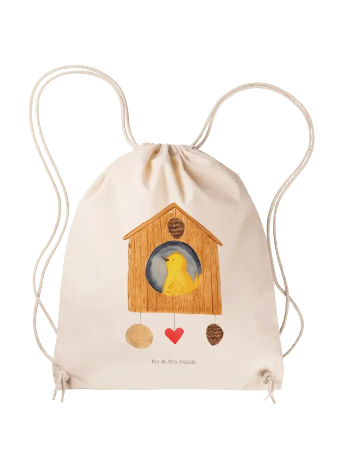 

Спортивная сумка Mr & Mrs Panda Sportbeutel Vogel Haus ohne Spruch, кремовый