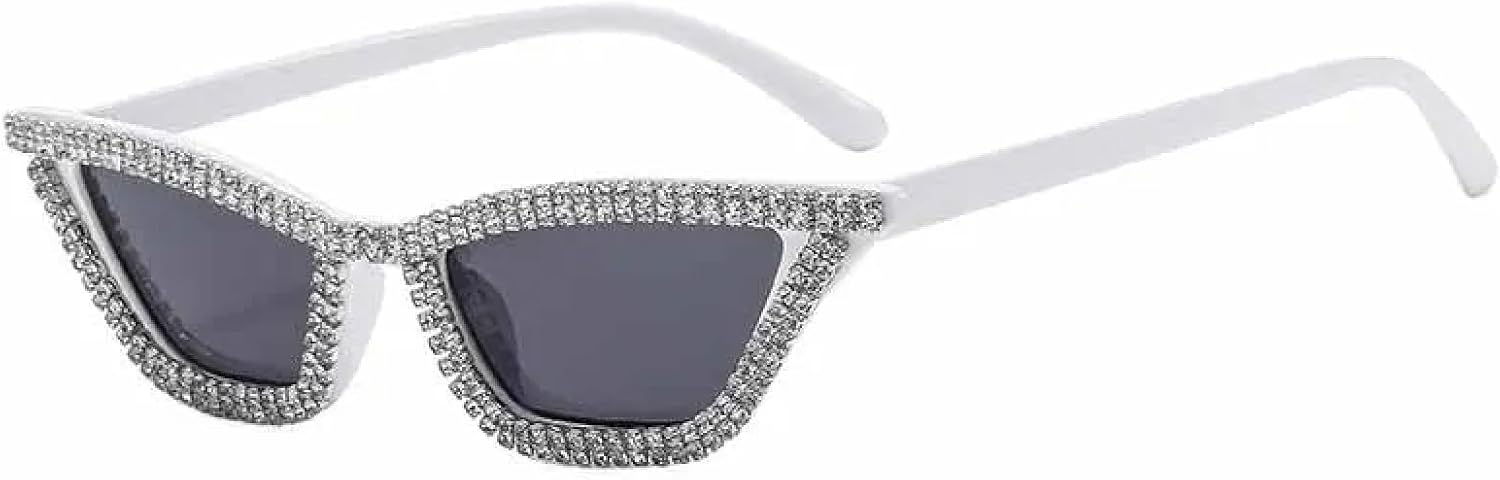 

Модные солнцезащитные очки «кошачий глаз» с блестками, роскошные очки для вечеринок, классические солнцезащитные очки Be All Match с защитой от УФ-излучения UV400 TKKTLLT, White Gray