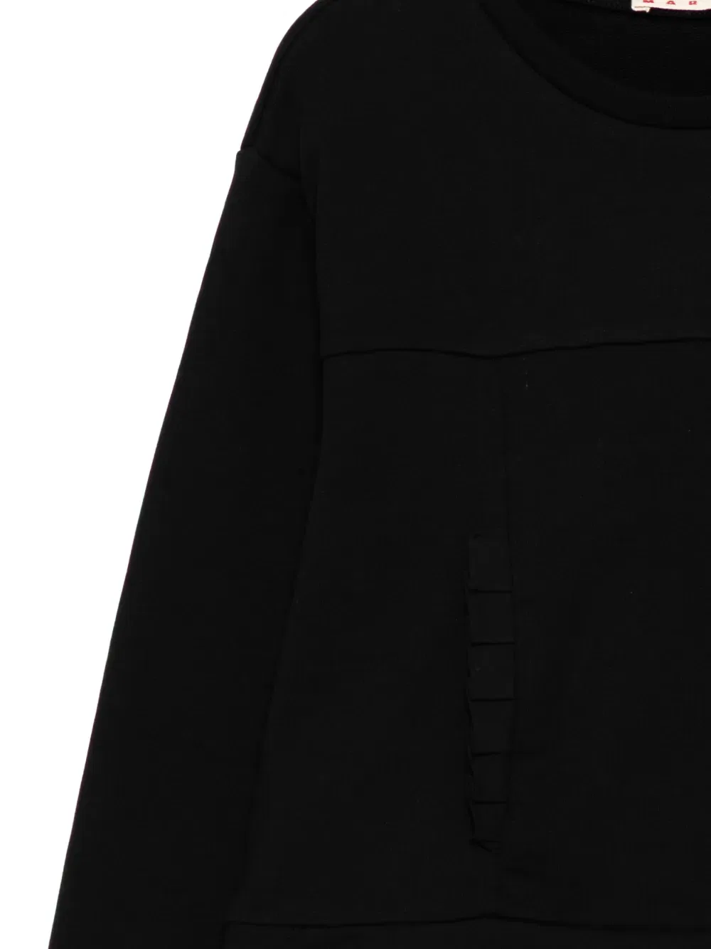 Хлопковая толстовка с оборками на карманах Marni Kids, черный — фото 3