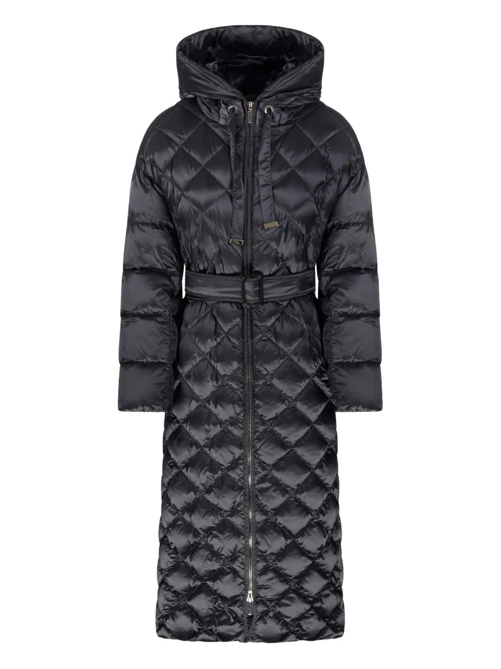 

Стеганное пальто с поясом MAX MARA, серый