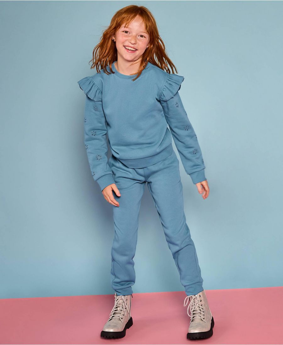 

Детская уютная флисовая толстовка с длинными рукавами и оборками Lands' End, Marine blue