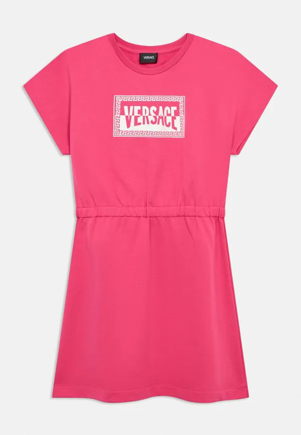 Платье с логотипом, повседневное платье Versace, Radiant Pink/Bianco