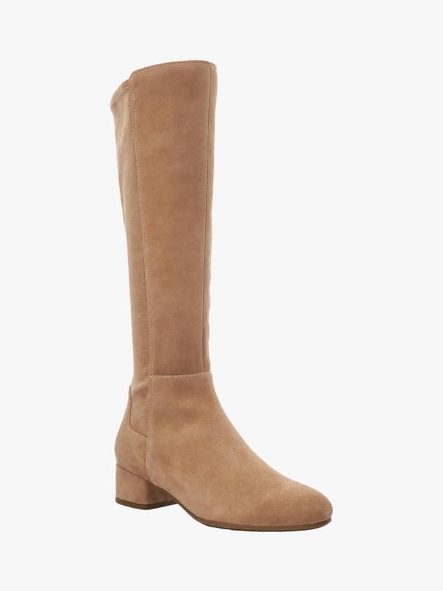 Tayla Wide Fit замшевые высокие сапоги до колена Dune London, Caramel — фото 4
