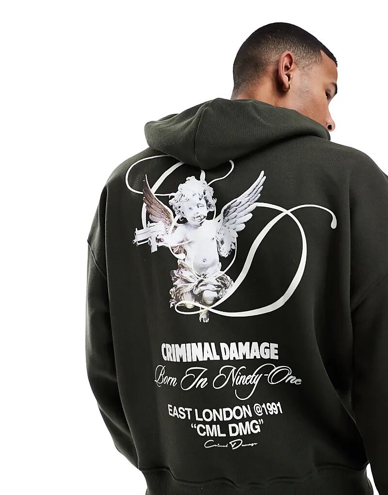 

Толстовка с капюшоном Cherub зеленого цвета Criminal Damage