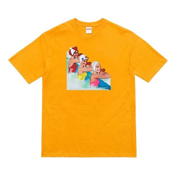 

Футболка ss18 swimmers tee mustard short sleeve yellow t-shirt Supreme, желтый