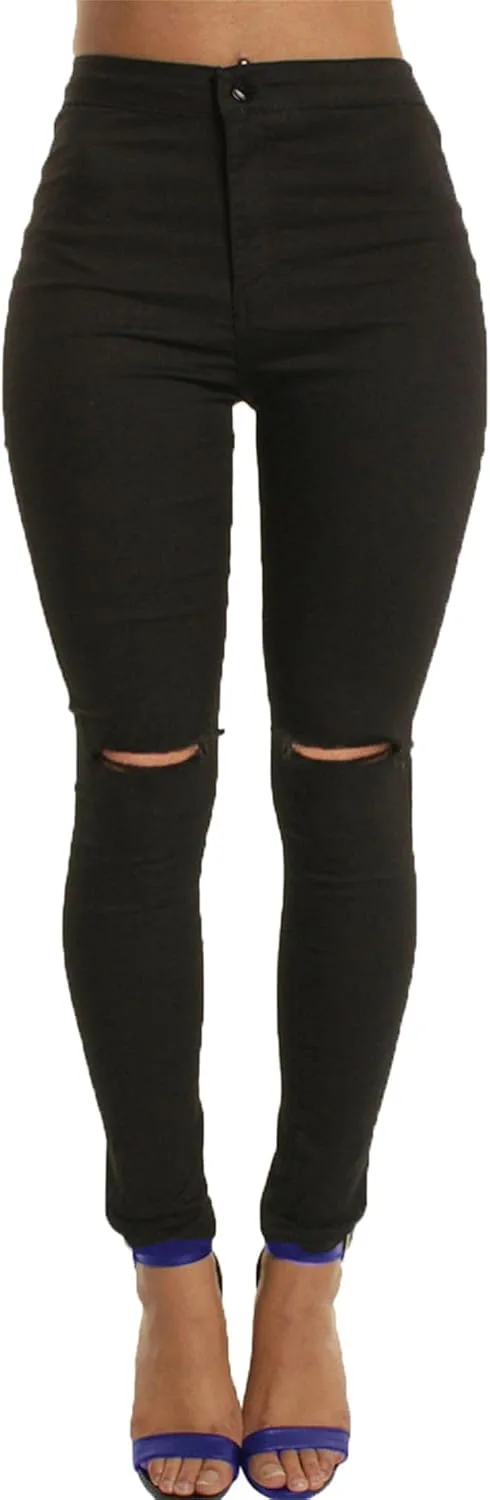 

Andongnywell женские рваные скинни джинсы с высокой талией