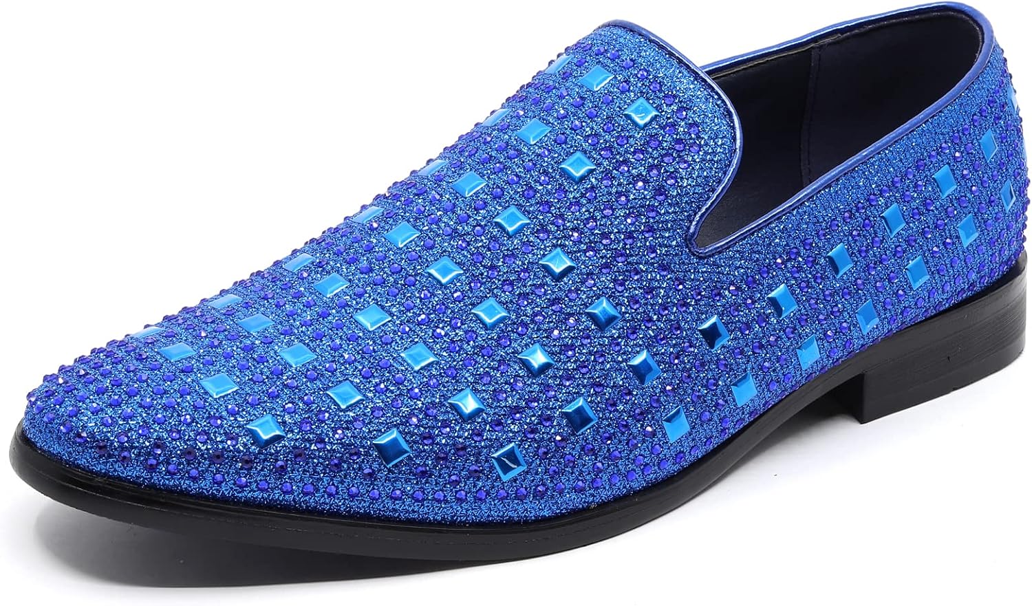 

Мужские винтажные лоферы с заклепками и стразами, дизайнерские классические смокинговые туфли, без шнурков SM-11 Metrocharm, синий