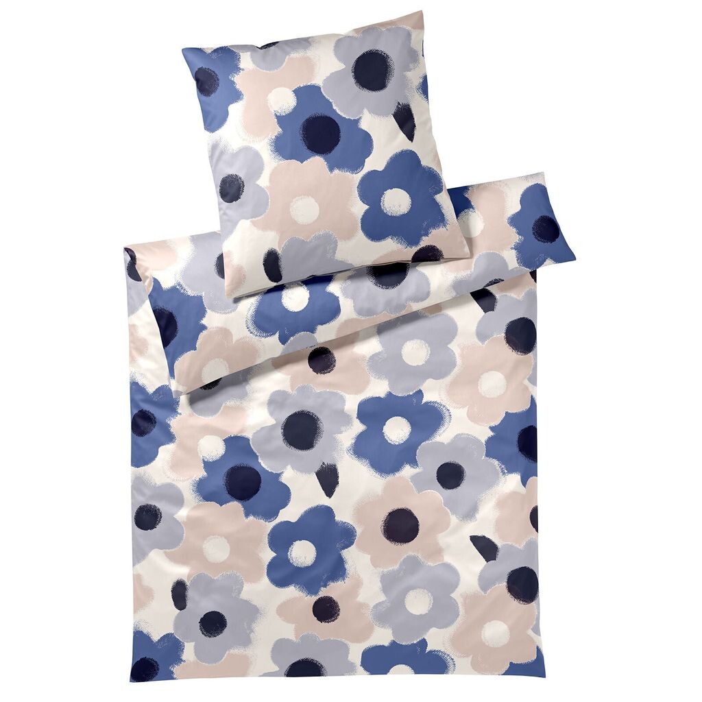

Элегантное постельное белье из сатина Mako Flowers синий кобальт 200x220 см + 2x 70x90 см Elegante