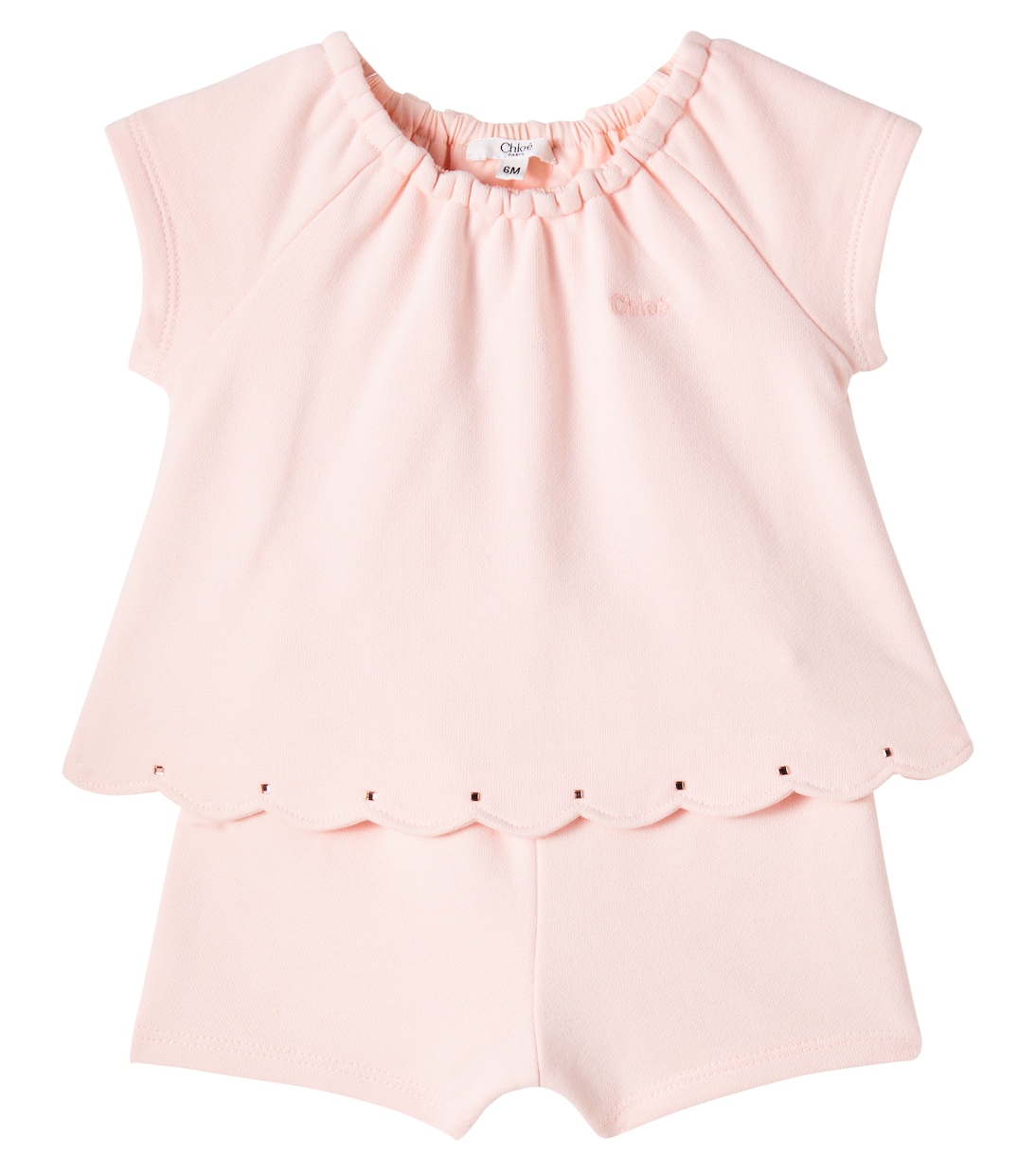 

Детский хлопковый комбинезон с логотипом Chloé Kids, Petal Pink