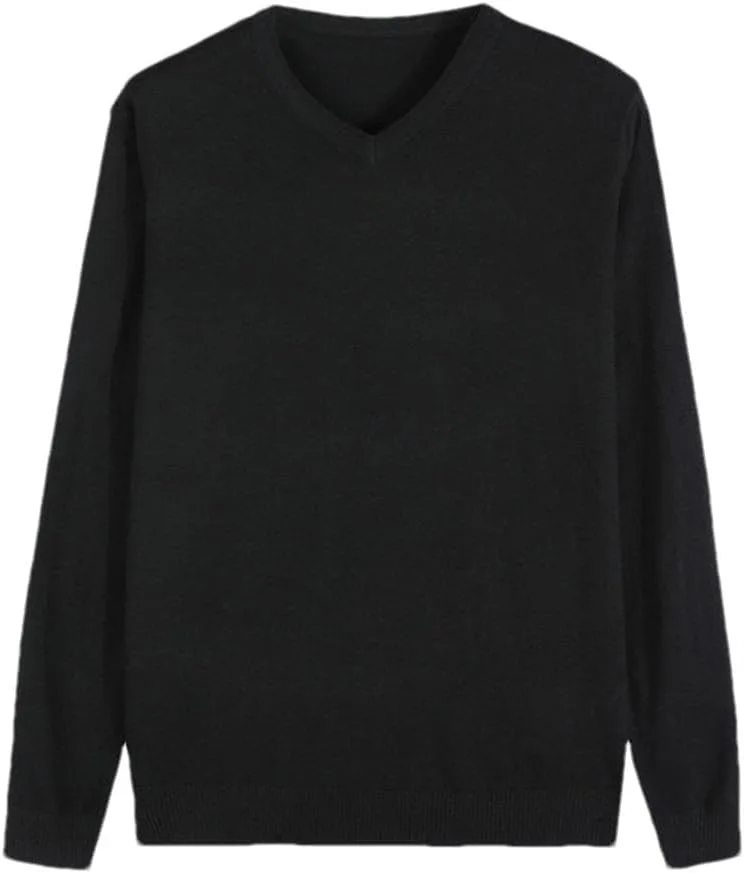 

Мужской вязаный свитер с V-образным вырезом, тонкий, приталенный, однотонный