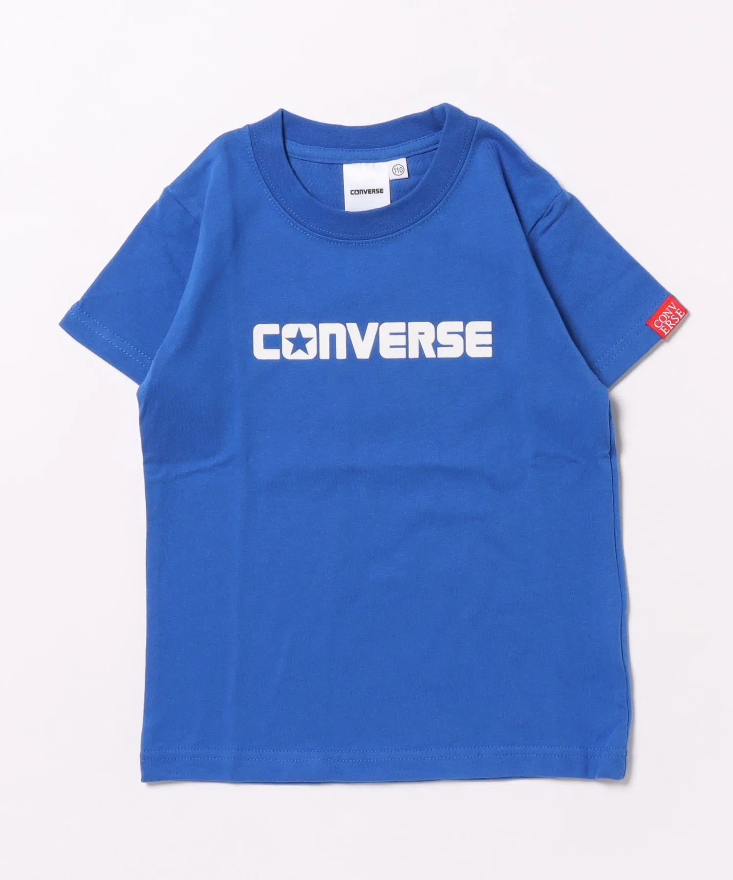 Детская футболка с флоковым принтом Converse с логотипом тёмно-синяя