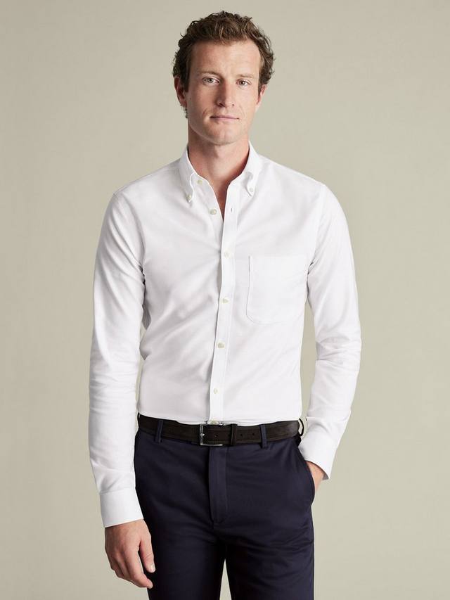 

Сорочка Slim Fit с пуговицами и отложным воротником из хлопковой смеси Charles Tyrwhitt, White