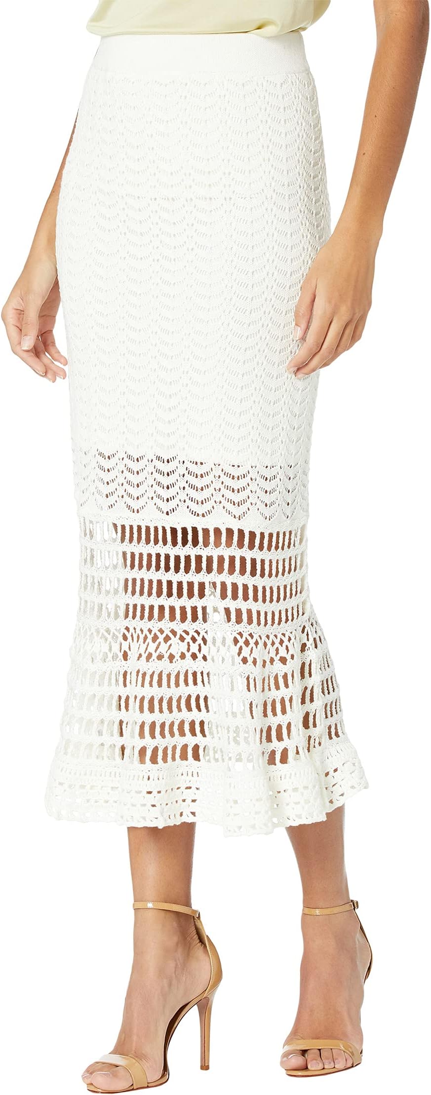 

Юбка BCBGMAXAZRIA Crochet Midi Skirt, белый