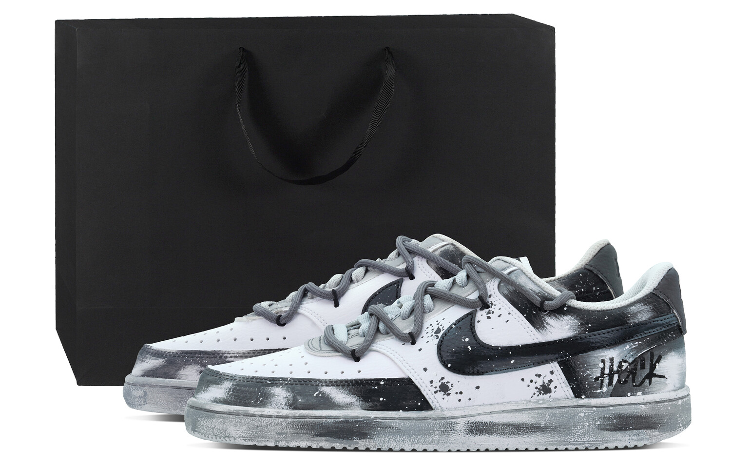 

Кроссовки Nike Court Vision 1 Skateboard Shoes Men Low-Top Black White Gray, Черный, Кроссовки Nike Court Vision 1 Skateboard Shoes Men Low-Top Black White Gray