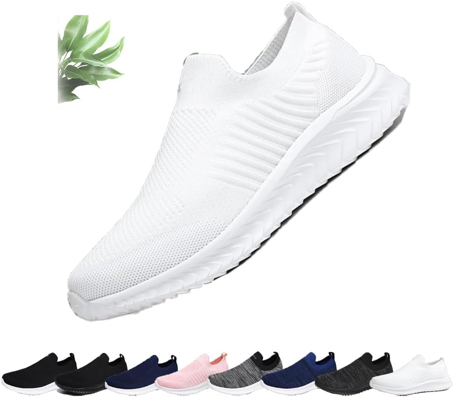 

Женские и мужские кроссовки-носки для ходьбы, дышащие, вязаные, для тенниса и тренажерного зала, без шнурков, повседневные, с сеткой, комфортные, легкие, противоскользящие Generic, белый