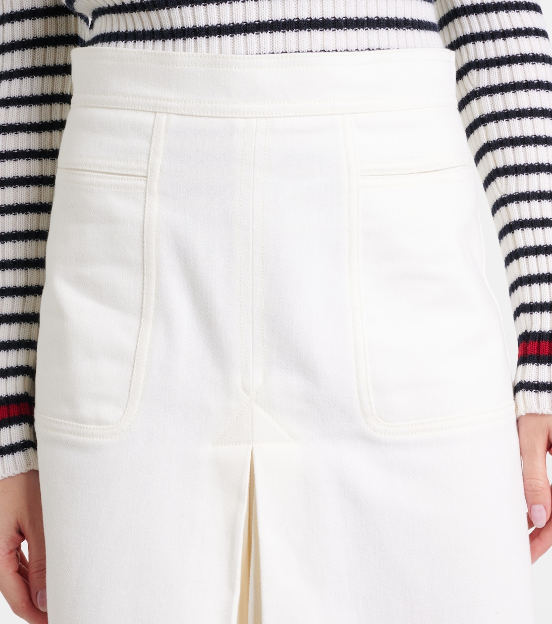 Юбка миди из плиссированного хлопка Renoir Max Mara, Bianco — фото 4