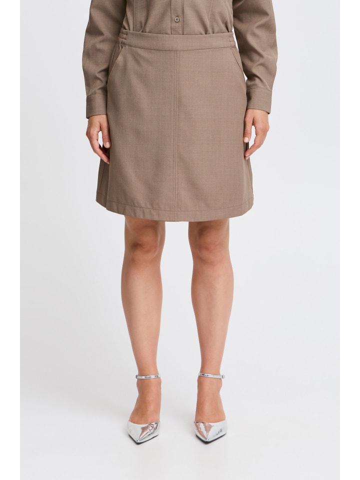 

B. young Короткая юбка BYMMIDDE - легкая тканая, А-образного силуэта, цвет «ореховый меланж»