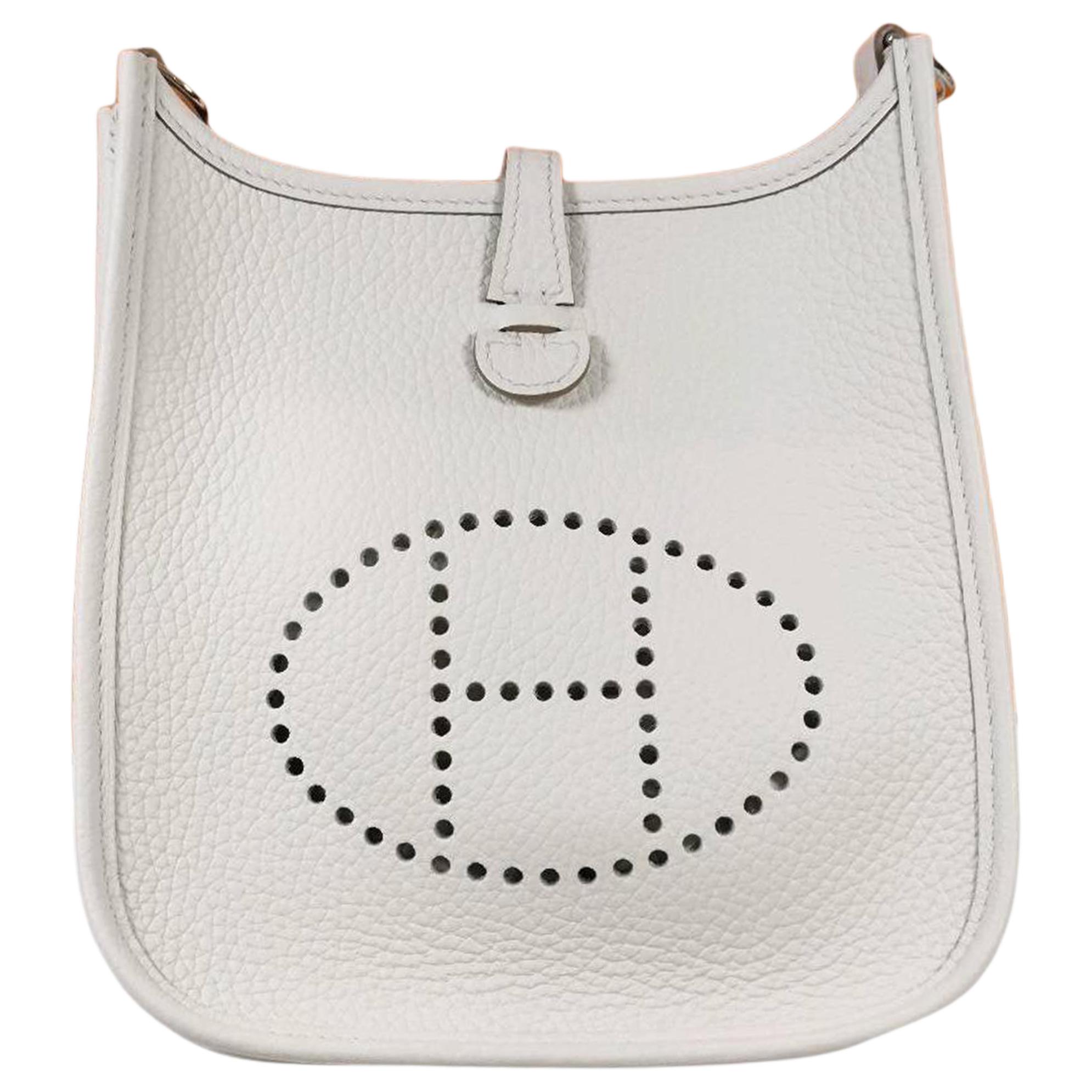 HERMES Кожаная сумка через плечо Evelyne Clemence Bullock мини женская 01 Blanc Pure White — фото 2