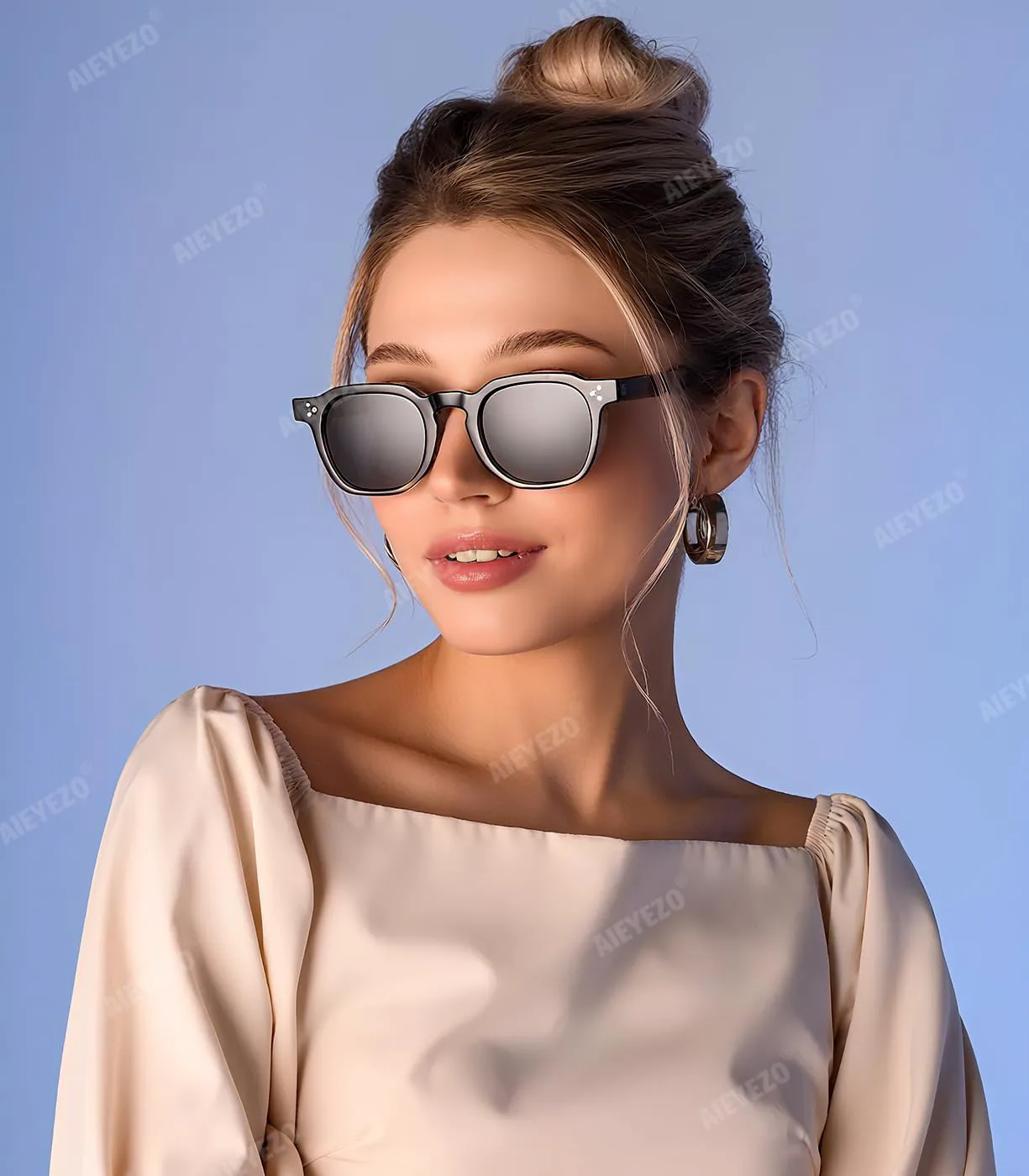 

Солнцезащитные очки AIEYEZO в стиле ретро для женщин и мужчин, квадратная оправа с толстой линзой, модные винтажные солнцезащитные очки, Black Brown/Grey