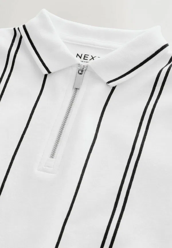 Рубашка-Поло прямого кроя с вертикальной молнией Next, White/Black — фото 2