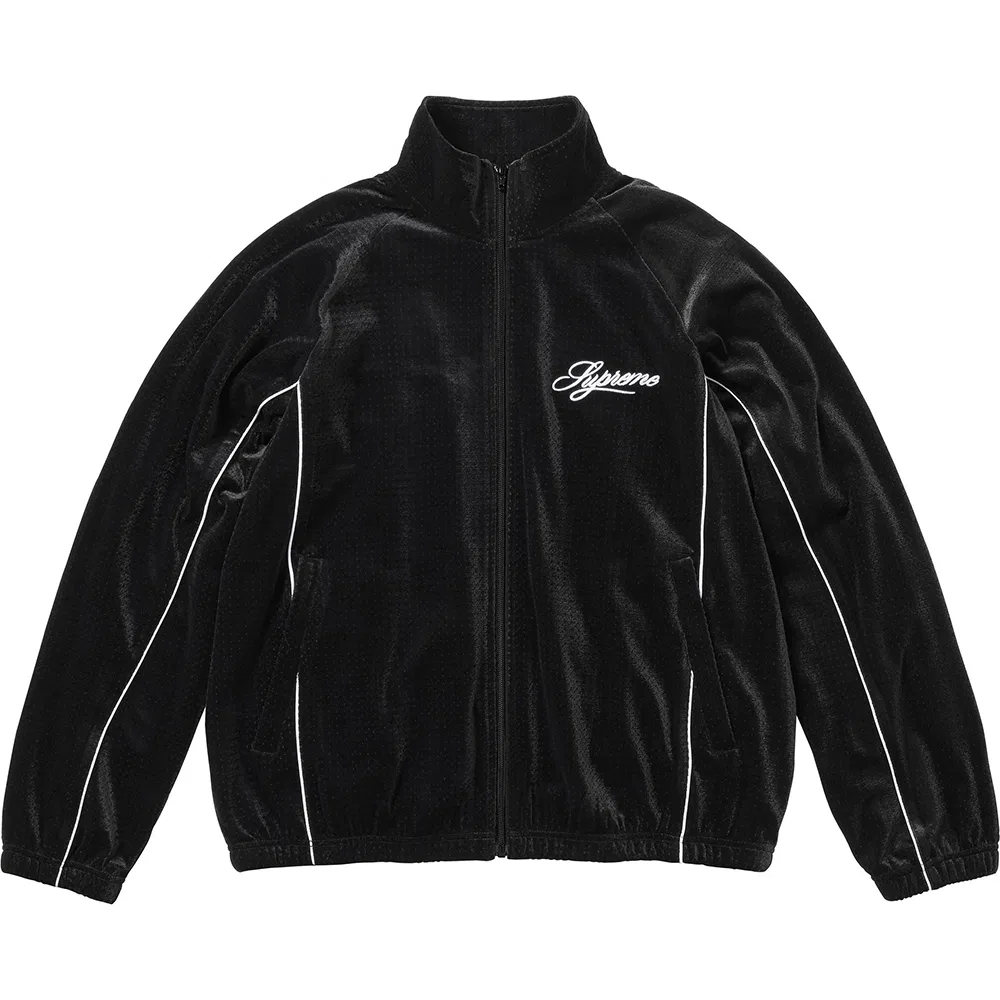 Толстовка велюровая с сеткой SS26 WEEK6 Velour Mesh Track Jacket Unisex Supreme, Silver/Silver — фото 4