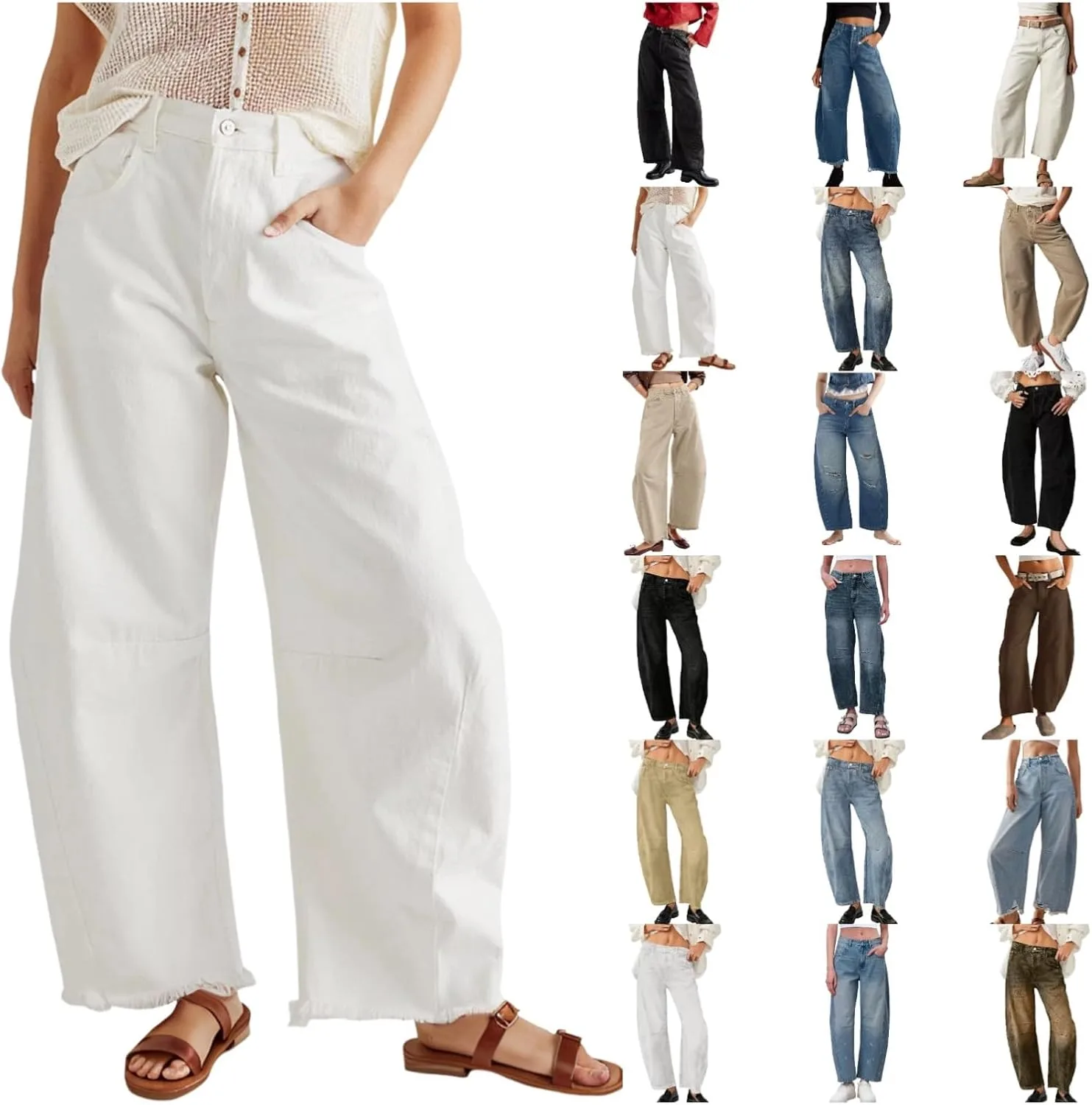 

JiXiang женские бочкообразные джинсы Vintage Y2K Cargo Baggy