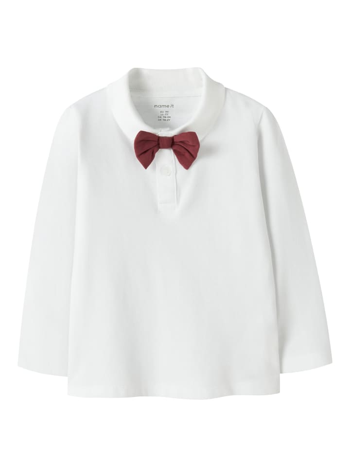 

Рубашка поло с бабочкой NMMROGULA LS POLO ярко-белого цвета name it