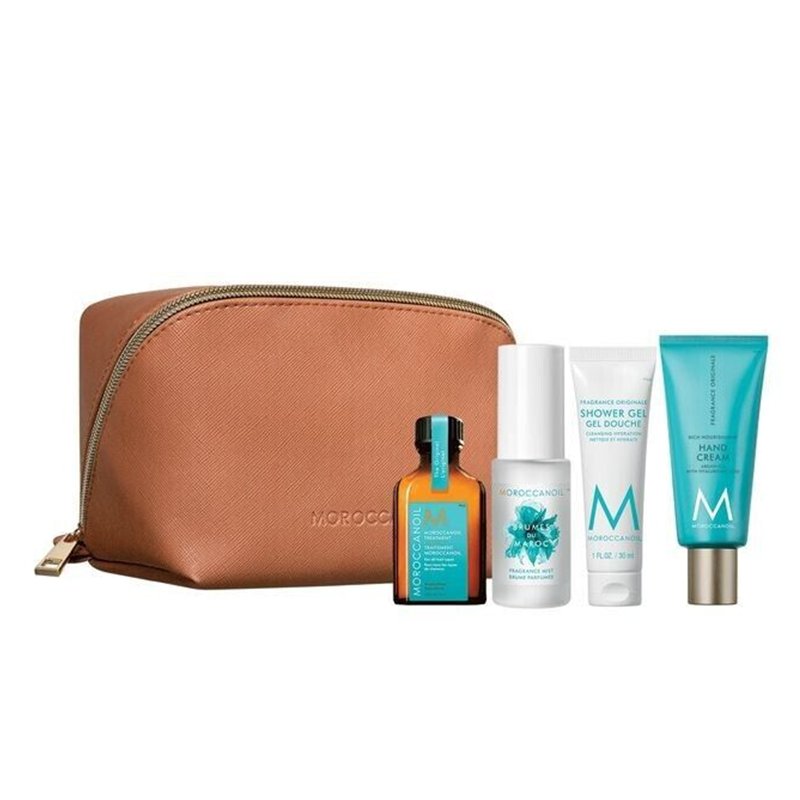 

Дорожный набор для тела Moroccanoil (масло/спрей/крем/гель для душа/сумка)