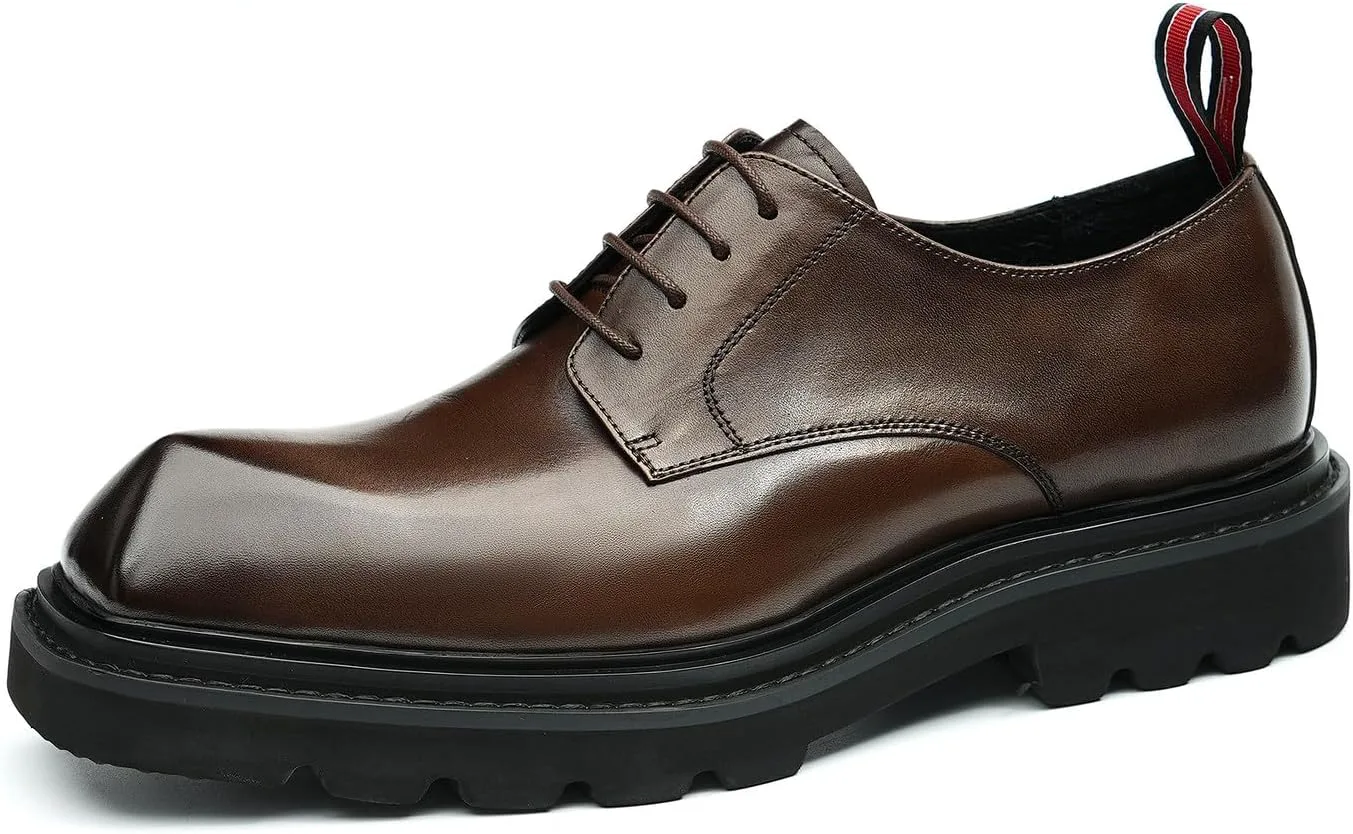 

Мужские оксфорды Santimon, официальные туфли Derby из кожи, деловой стиль, смокинг, повседневные легкие туфли с квадратным носком, свадебные и вечеринковые туфли для мужчин