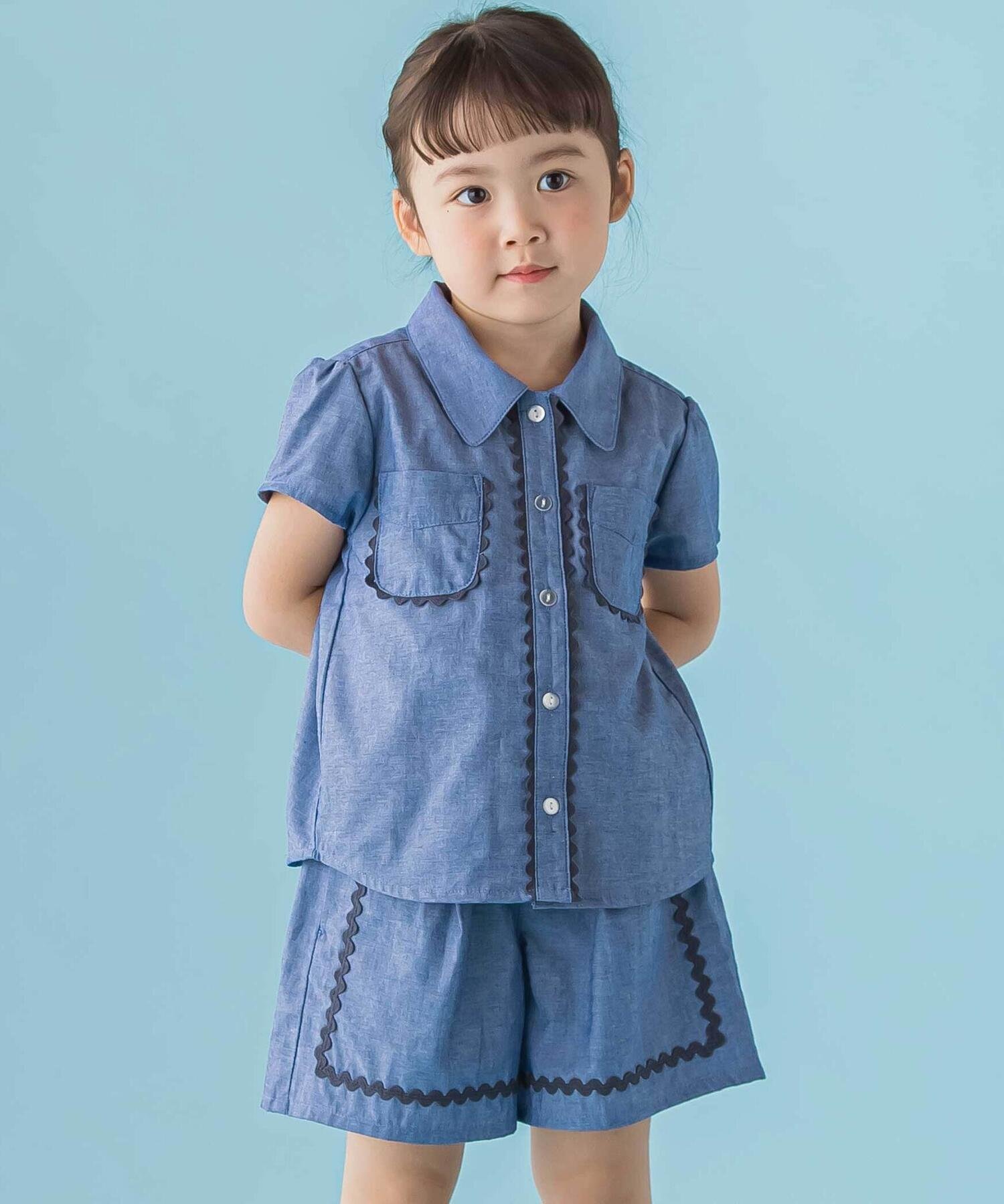 Комплект из комбинезона, блузки и шорт (95-150 см) BeBe Petits Pois Vert, Blue