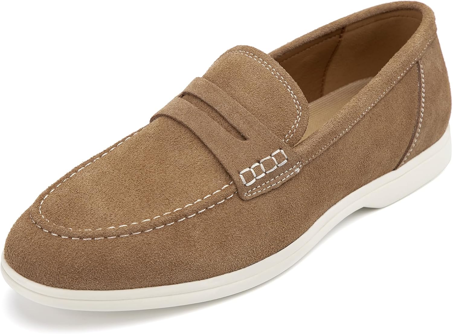 

Мужские лоферы Meijiana из натуральной кожи, мокасины на бедне, замшевые туфли, легкие и дышащие, с резиновой подошвой, стильные мужские лоферы, Tan