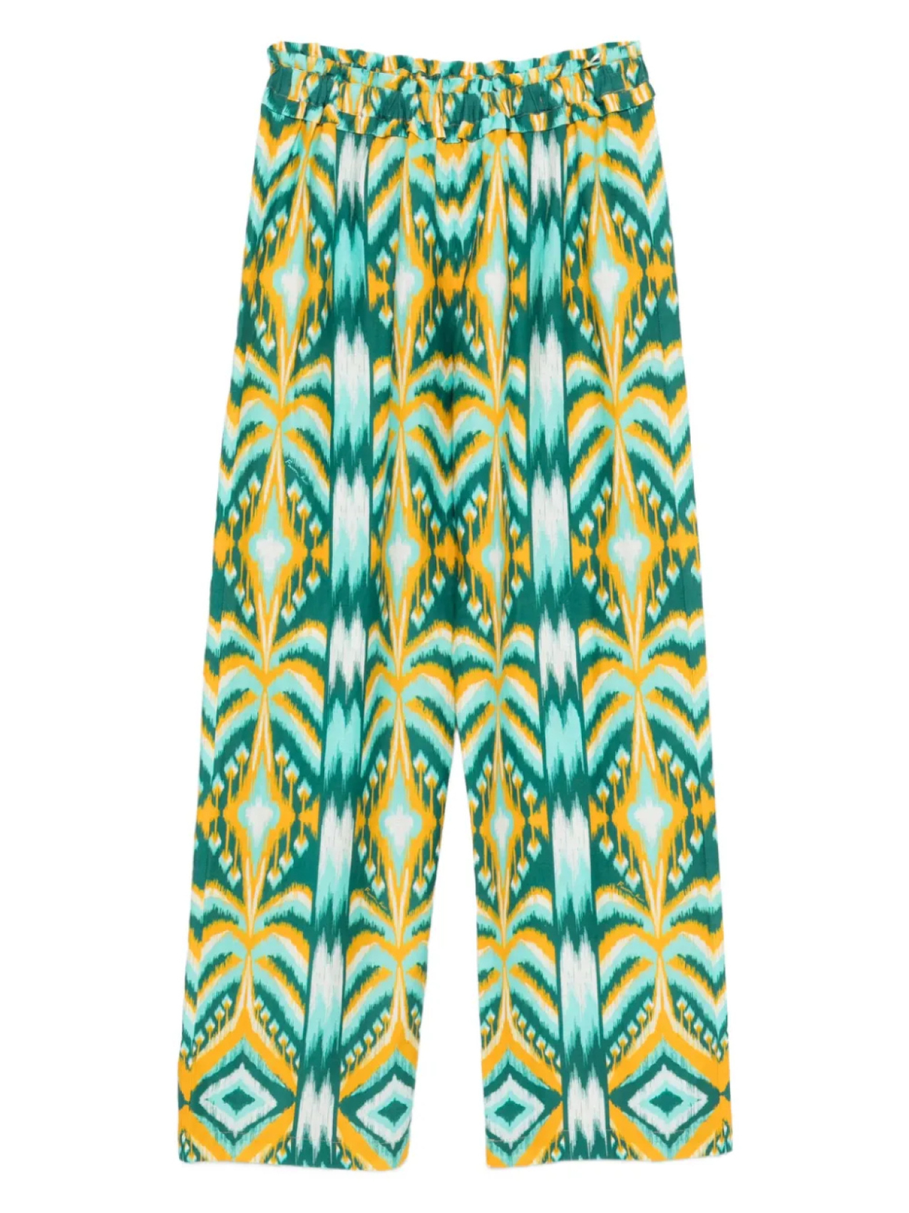 

Брюки с эластичной талией FARM Rio Tropical Tapestry с узором икат, зеленый
