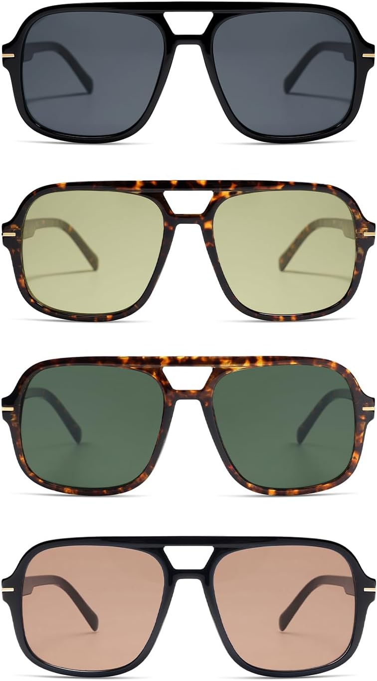 

Ретро-стиль, квадратные солнцезащитные очки-авиаторы для женщин и мужчин, классический винтаж 70-х годов, большие солнцезащитные очки AR82173 HERJOUR, Black+tortoise/Green+tortoise/Deep Green+black/Light Orange