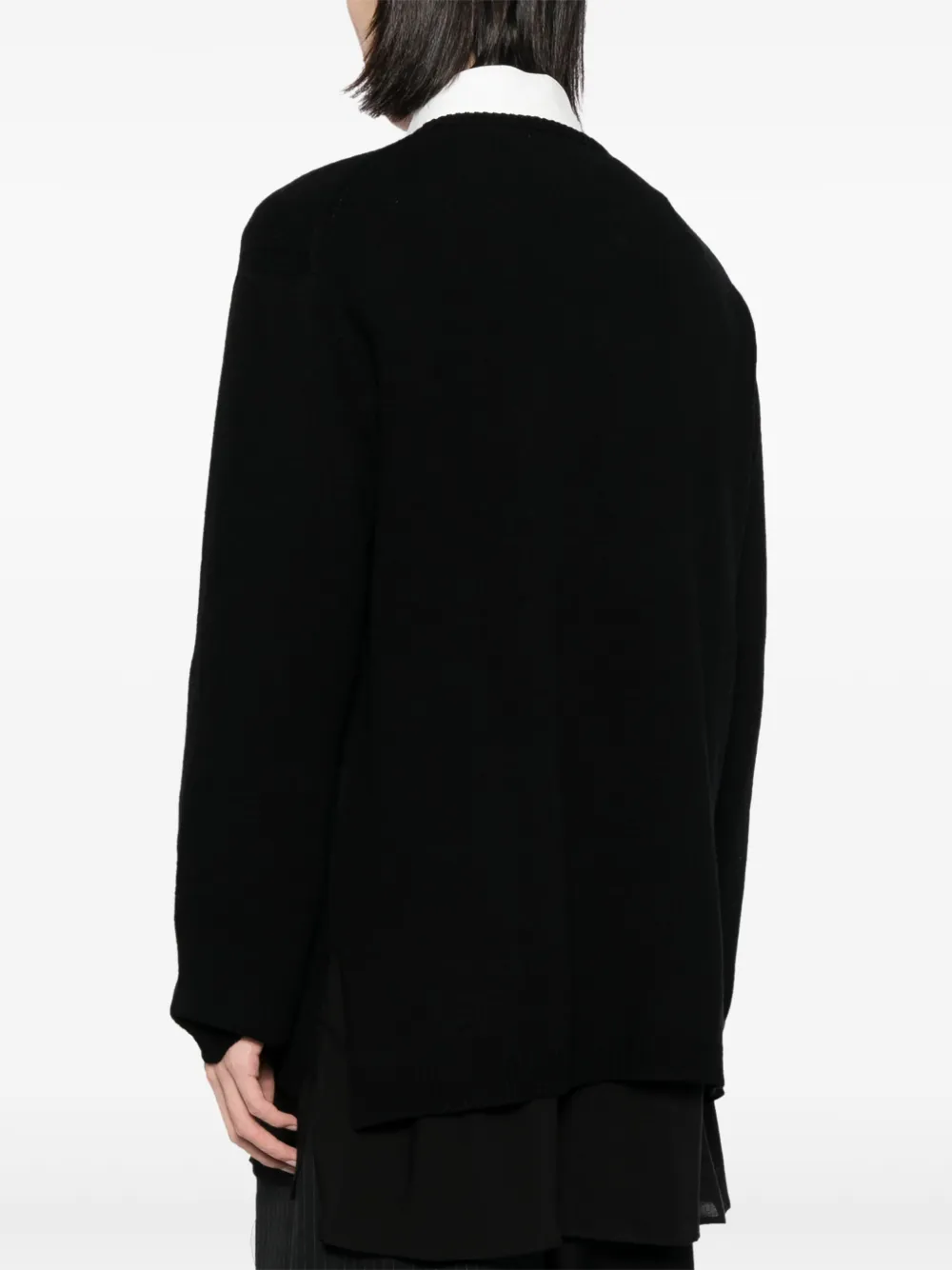 Шерстяной джемпер на пуговицах Yohji Yamamoto, черный — фото 4