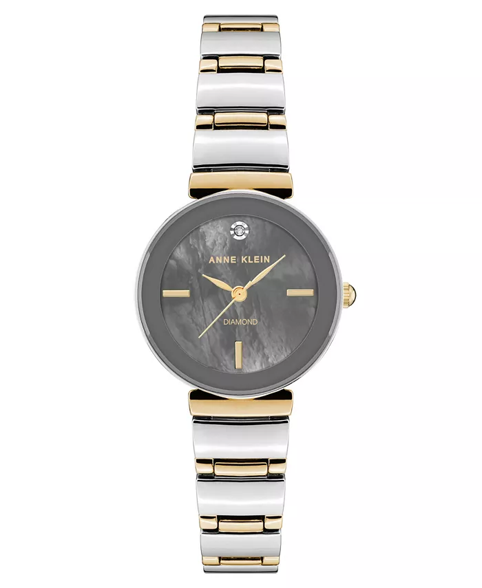 

Женские часы Quartz Classic с серым браслетом и двухтонными бриллиантовыми акцентами, 28мм Anne Klein